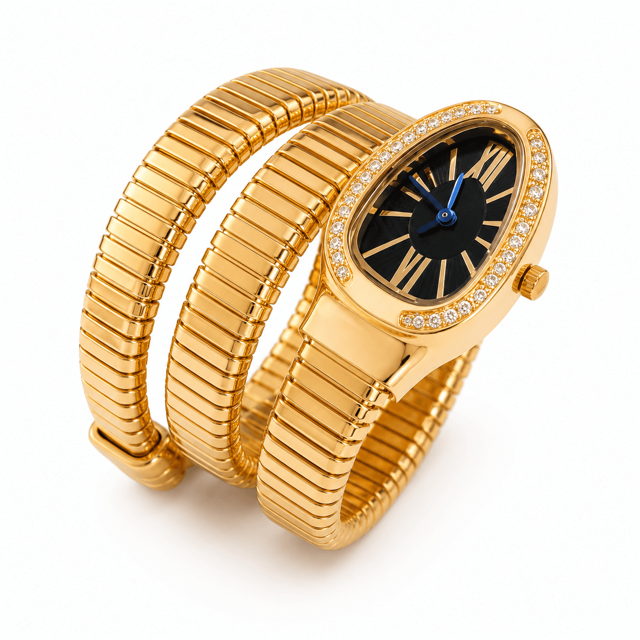 Luxury Gold Wrap Bracelet Watch With Crystal