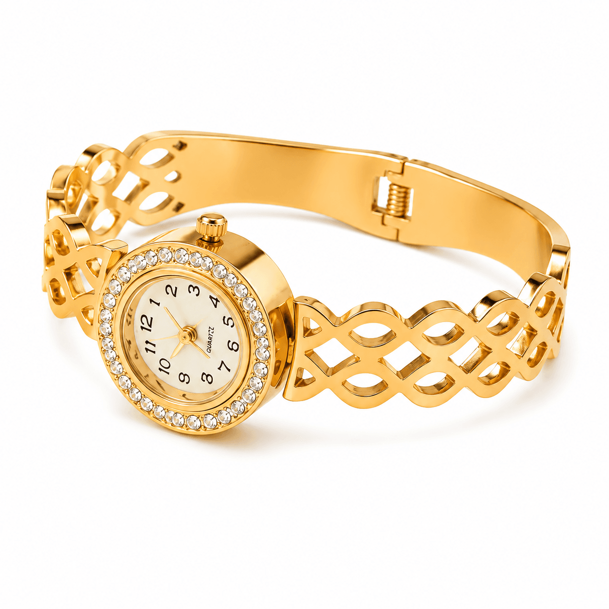 Golden Elegance Crystal Watch Bangle