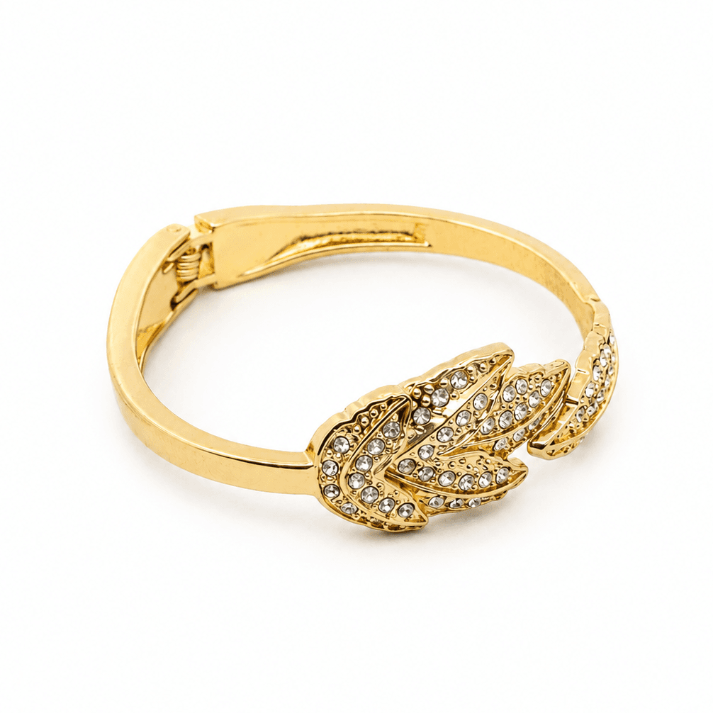 Gold Plated Diamond Leaf Bracelet