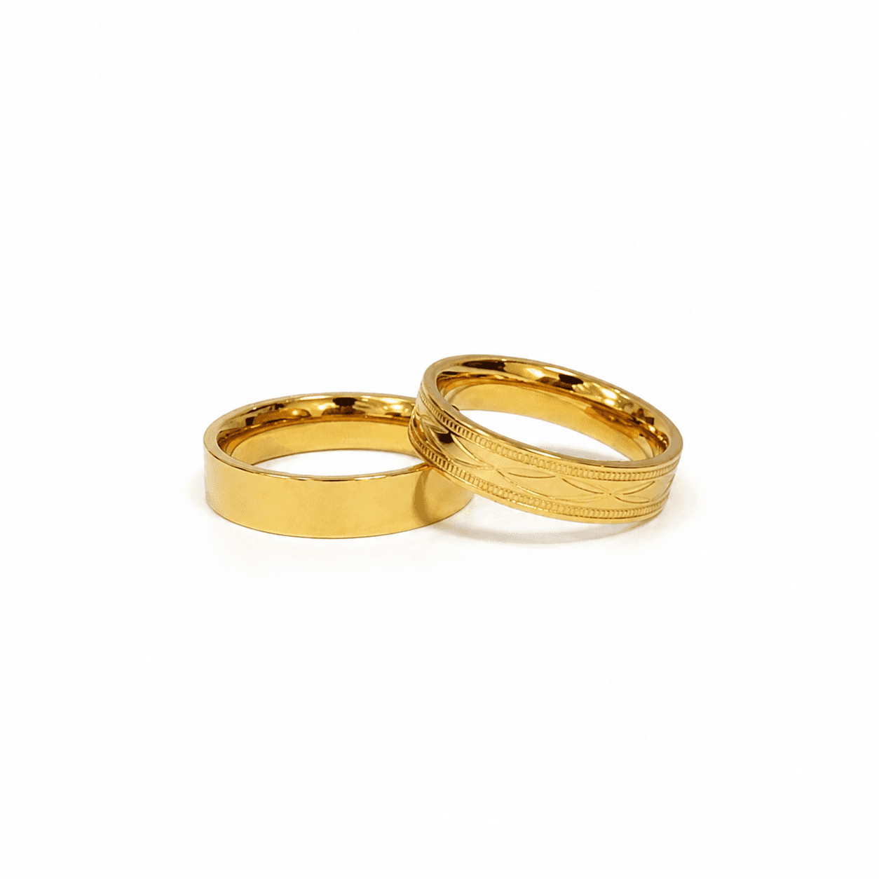 Classic Gold Couple Rings Set