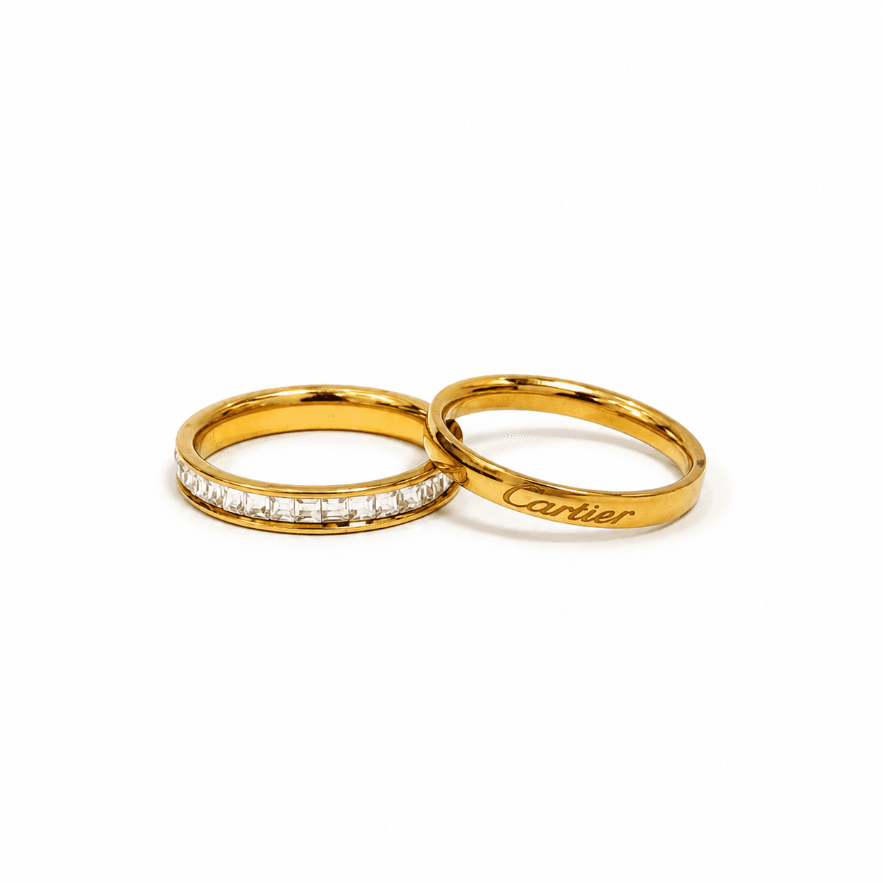 Crystal Golden Eternity Matching Rings Set