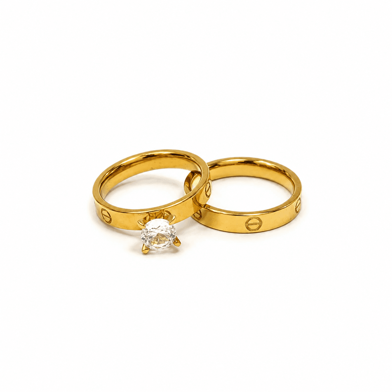 Eternal Solitaire Gold Couple Ring Set