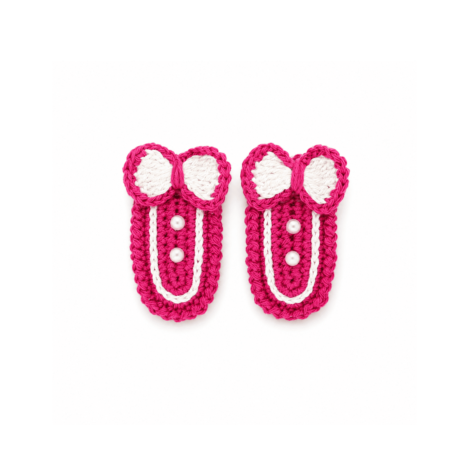 Handmade Pink Bow Crochet Hair Clips