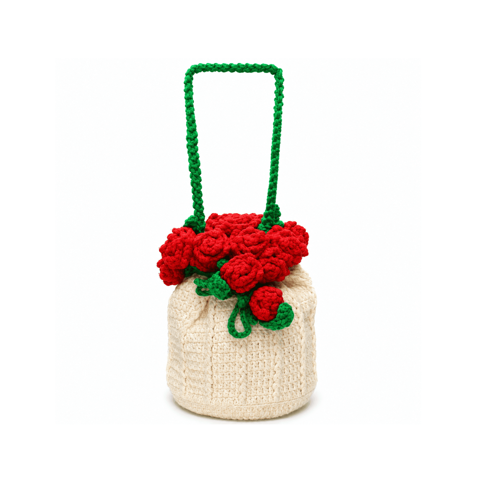 Rose Bloom Crochet Bucket Bag