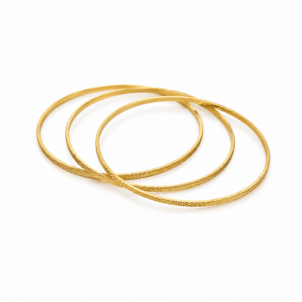 Golden Weave Slim Bangle Set