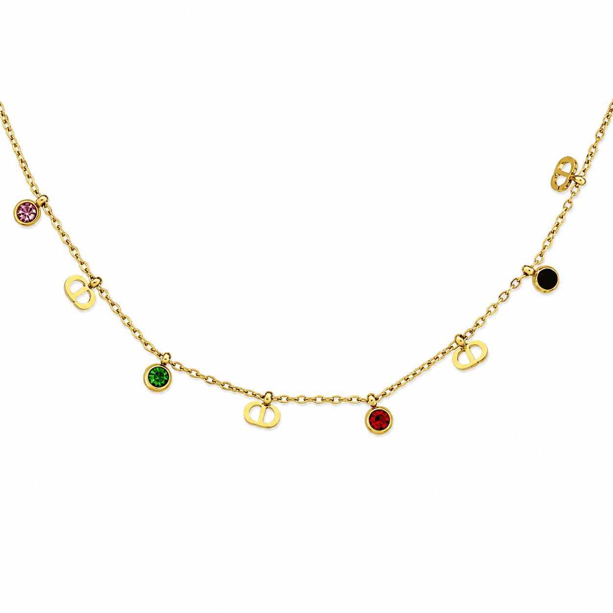 Multicolor Star Charm Gold Necklace
