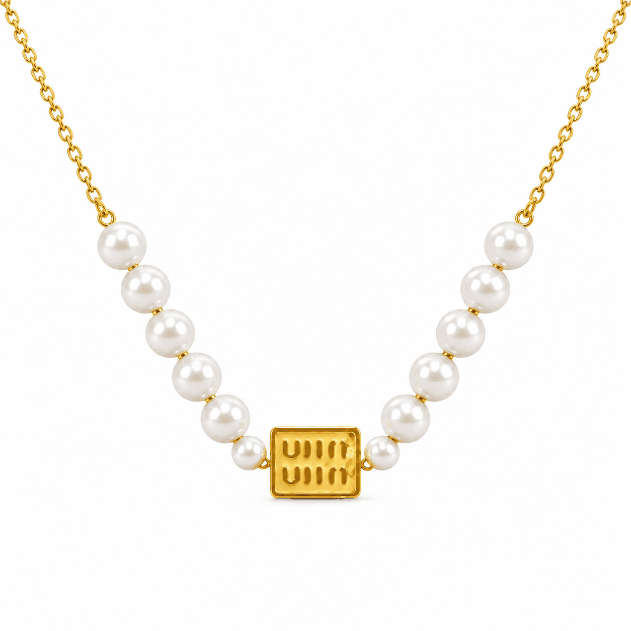Gold Bar Pendant With Pearl Necklace
