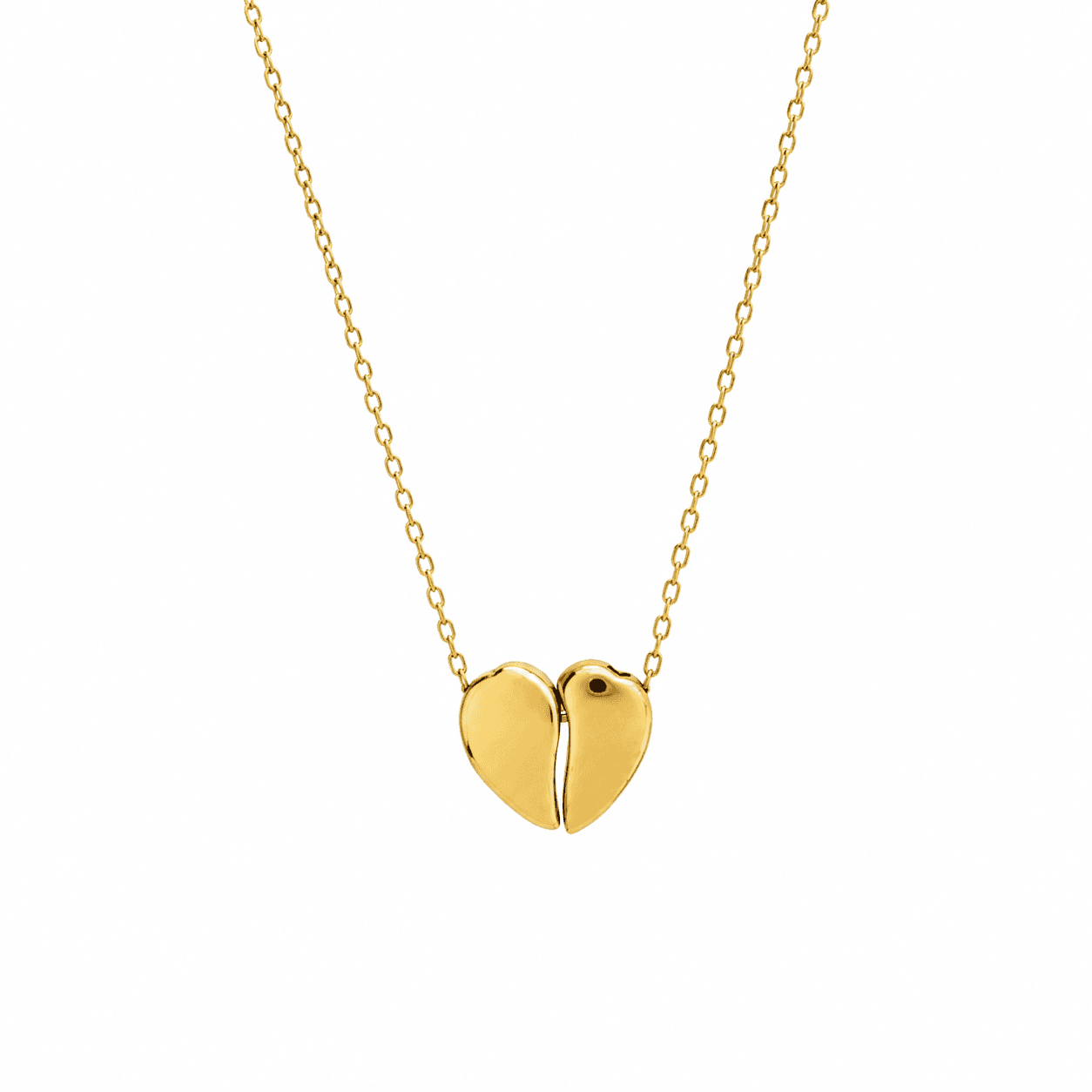 Gold Plated Split Heart Pendant Necklace
