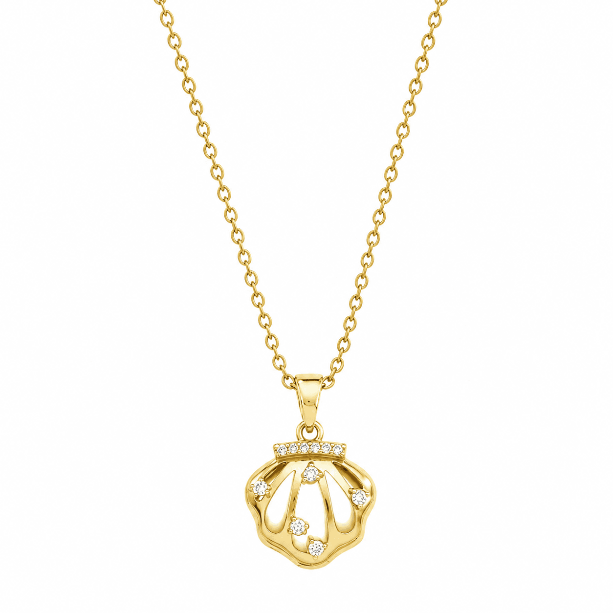 Gold Pearl Shell Chain Necklace