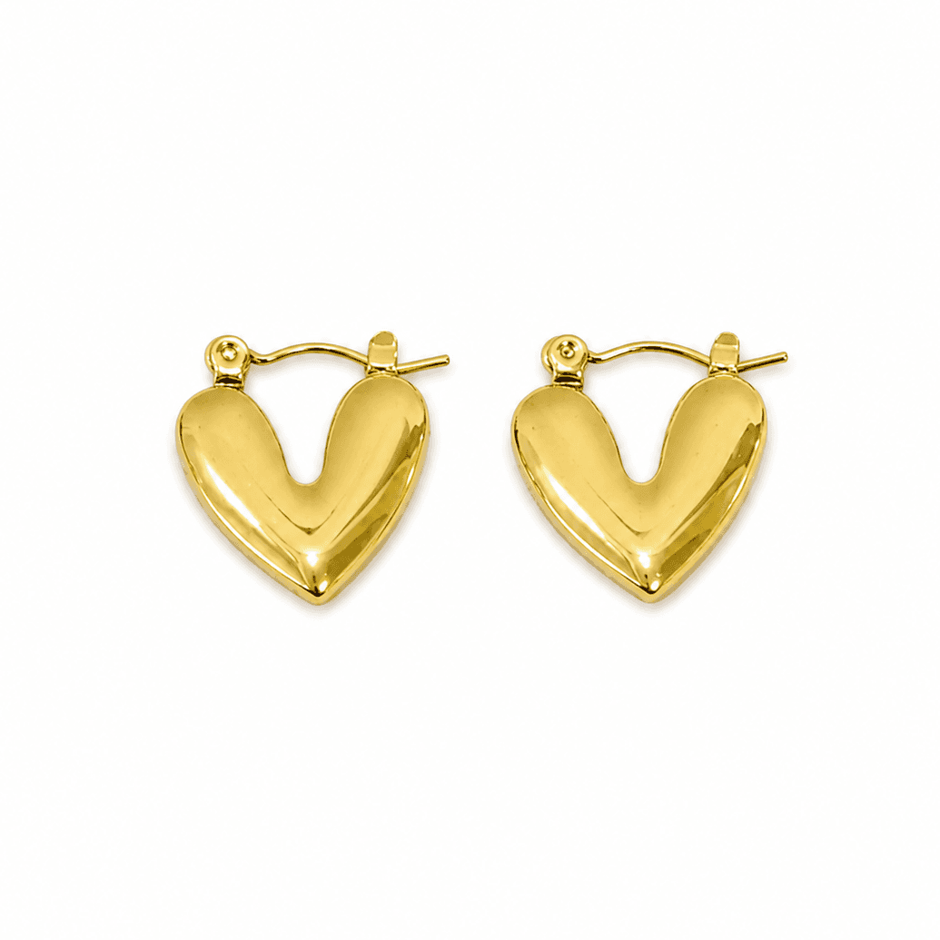 Golden Heart Hoop Earrings