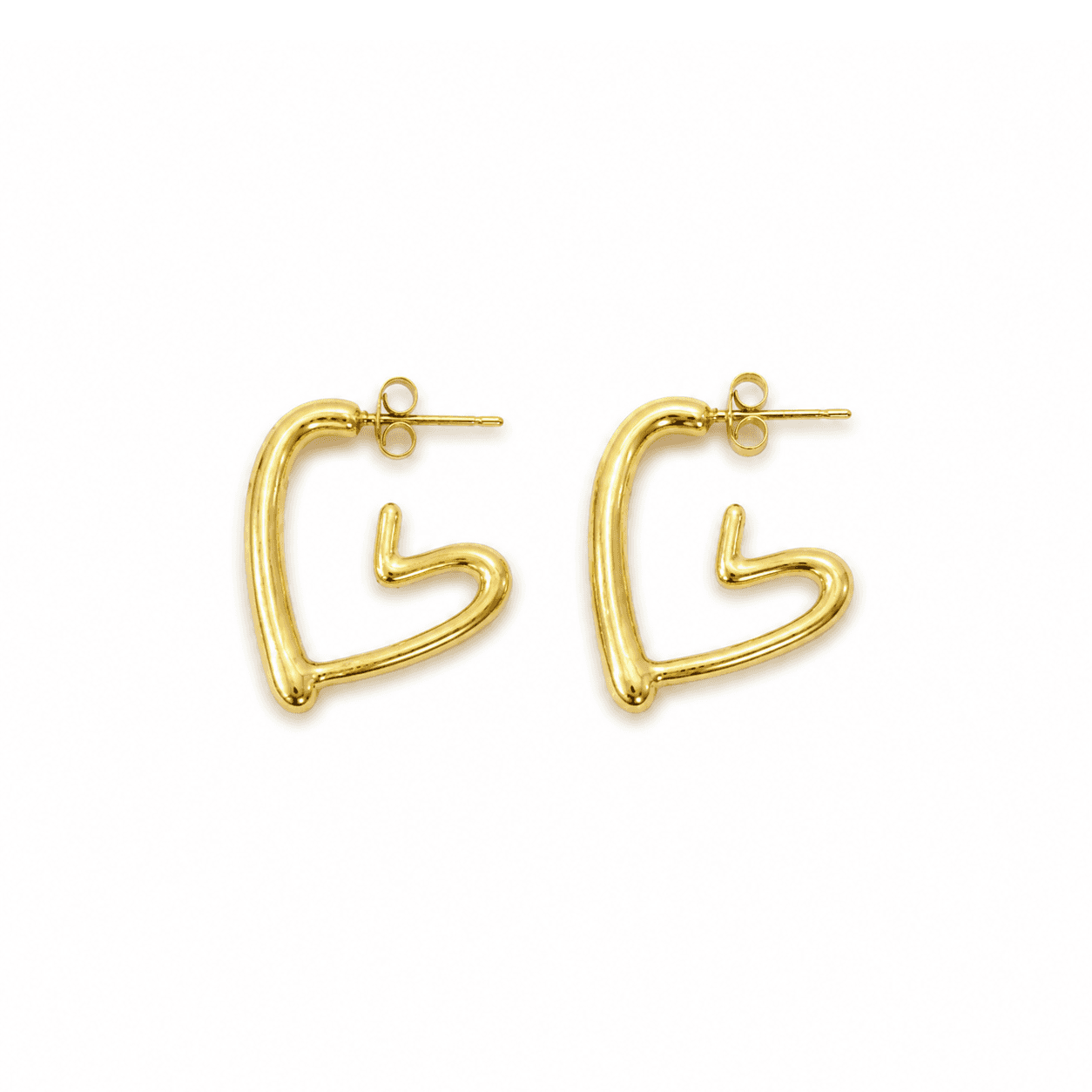 Golden Open Heart Hoop Earrings