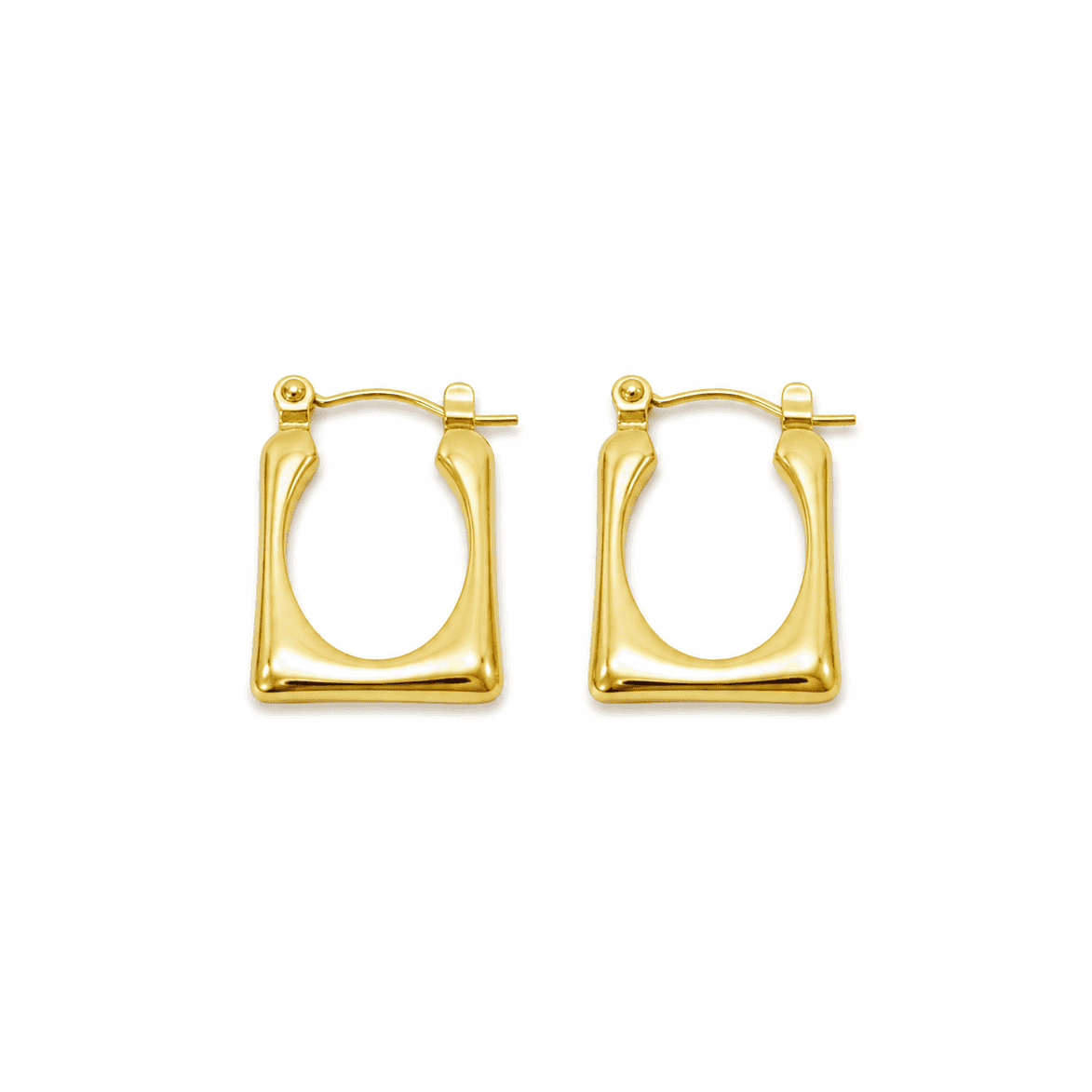 Golden Rectangular Hoop Earrings