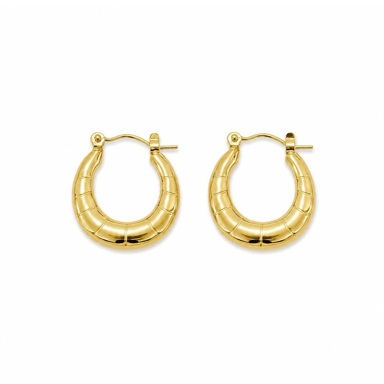 Golden Chunky Tube Hoop Earrings