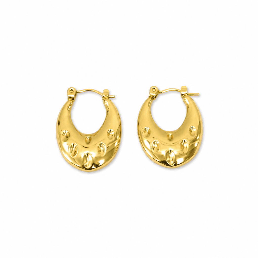 Golden Pebble Hoop Earrings