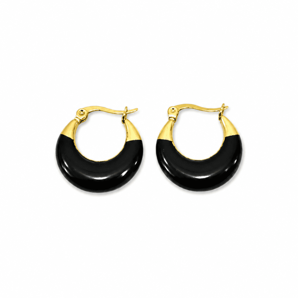 Black Enamel Hoop Earrings