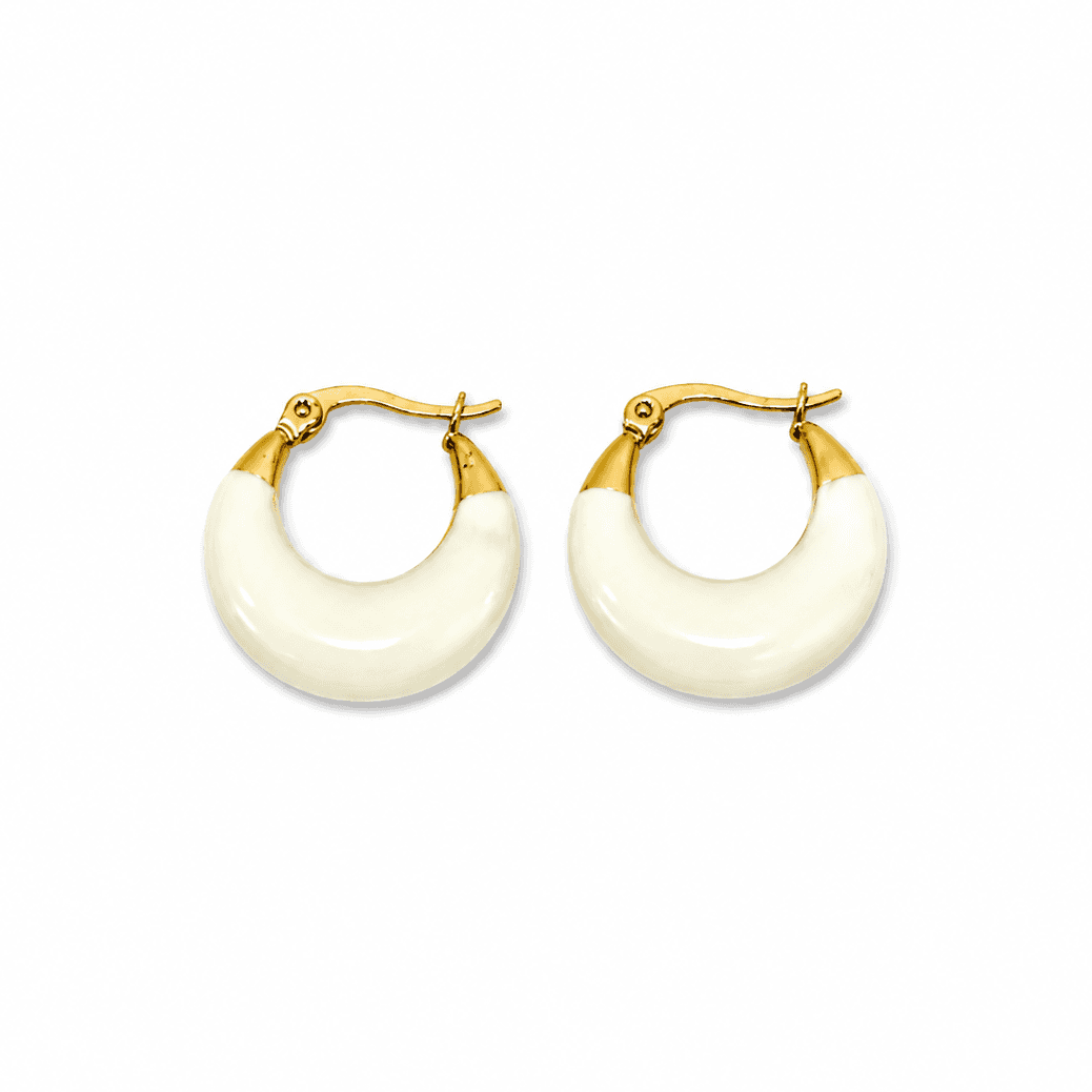 White Enamel Hoop Earrings