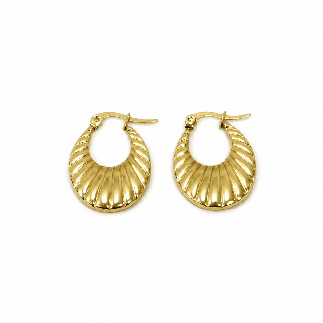 Golden Ribbed Hoop Earrings