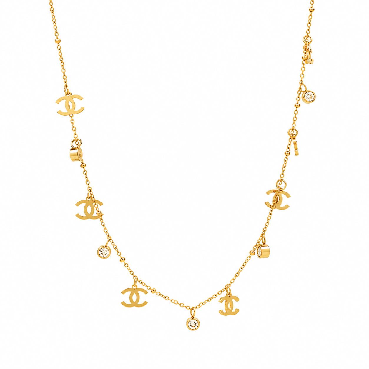 Gold Plated Crystal Charm Necklace