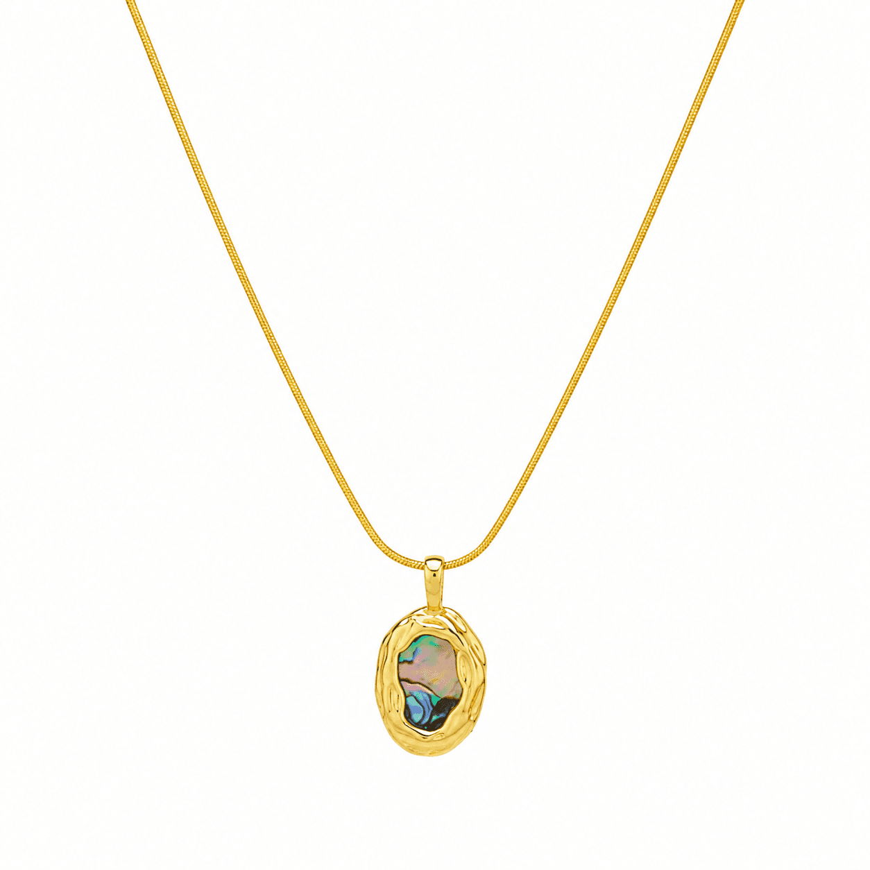 Gold Plated Abalone Pendant Necklace