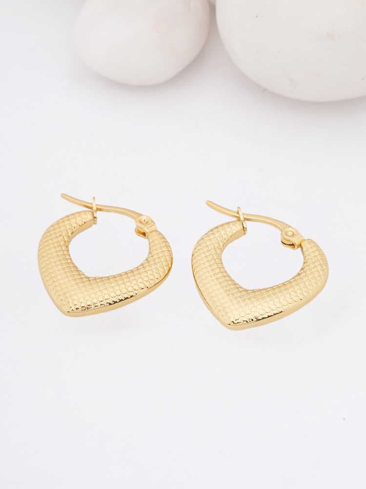 Textured Gold Teardrop Hoop Earrings